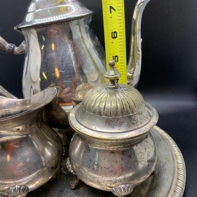 Vintage Silver Plated Tea Set with F. B. Rogers Pot, creamer, sugar and tray - See pics