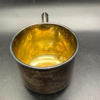 2 Silver Plated Baby Cups and 1 lid - cups 4â€ wide x 2â€ high approx & lid 3.5â€ wide approx