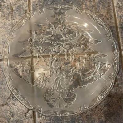 Vintage Glass Christmas Tree Platter