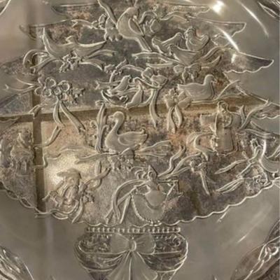 Vintage Glass Christmas Tree Platter