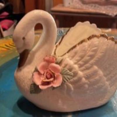 Vintage Ceramic Swan Planter