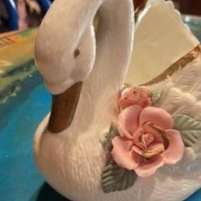 Vintage Ceramic Swan Planter