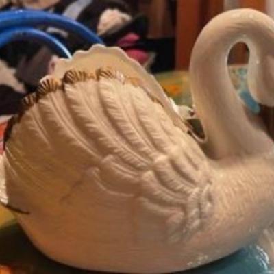 Vintage Ceramic Swan Planter