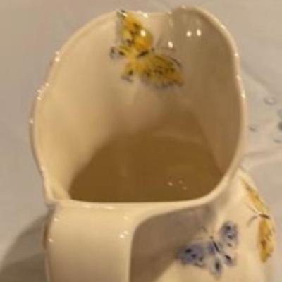 Vintage Butterfly pitcher and matching tea bag storage box