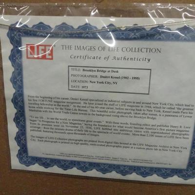 LOT 116. FRAMED BROOKLYN BRIDGE PHOTO  IMAGES OF LIFE MAGAZINE COLLECTION