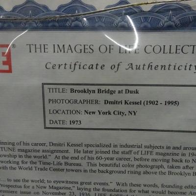 LOT 116. FRAMED BROOKLYN BRIDGE PHOTO  IMAGES OF LIFE MAGAZINE COLLECTION