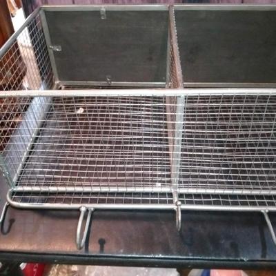 LOT 82  METAL MESH WALL HUNG SECTIONED ORGANIZER WITH HOOKS