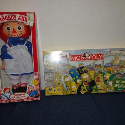 LOT 158. MONOPOLY GAME AND RAGGEY ANN DOLL