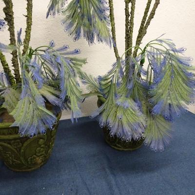 LOT 163 TWO  VINTAGE PLASTIC DECORATIVE PLANTS.  (65" TALL)
