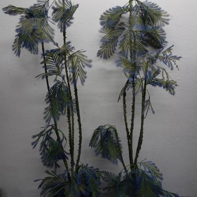 LOT 163 TWO  VINTAGE PLASTIC DECORATIVE PLANTS.  (65" TALL)