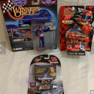3 NASCAR items - 2 cars and 1 Starting Lineup Figure 4.5â€ tall approx