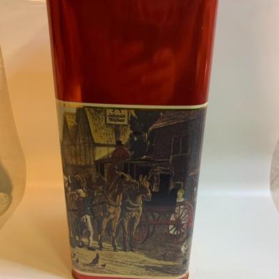 Vintage 1983 Johnny Walker Red Holiday Tin Empty 12" x 5â€ x 5â€ approx