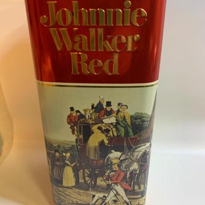 Vintage 1983 Johnny Walker Red Holiday Tin Empty 12" x 5â€ x 5â€ approx