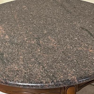 French Provincial Round Table ~ Granite Top ~ Wood Legs