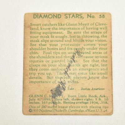 1936 Diamond Stars Card