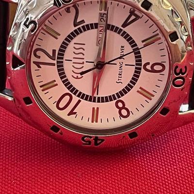 ECCLISSI Sterling Silver Cased Watch / leather strap SR621SW