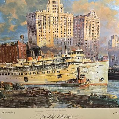 Michael Blaser Port of Chicago / signed / framed