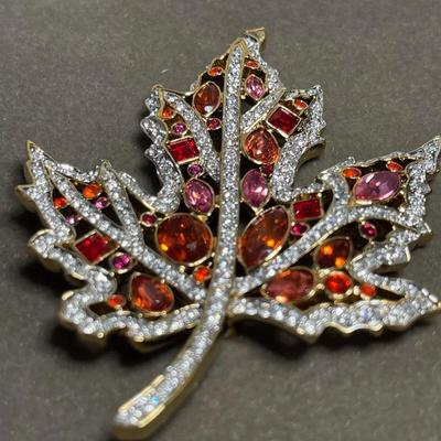 Nolan Miller jeweled Retired "Autumn Leaf" pin