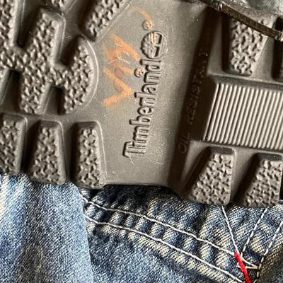 Timberland boots, Gymboree overalls, jeans jacket