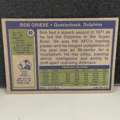 1971 T.C.O Bob Griese #80 QB Dolphins