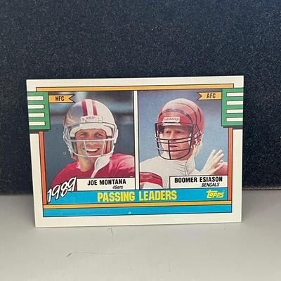 Topps 1989 Passing leaders #229 Montana NFC - Esiason AFC