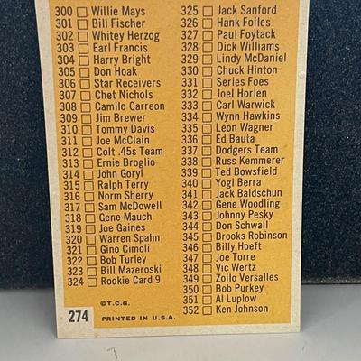 T.C.G #274 Topps 4th series Checklist
