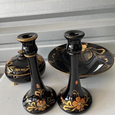4 piece hand painted Lusterware set