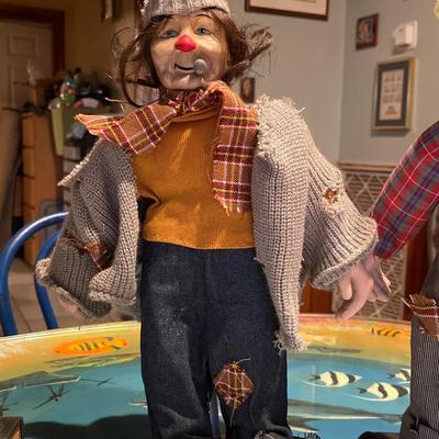 Set of 3 Hobo Junction Porcelain Clown Dolls