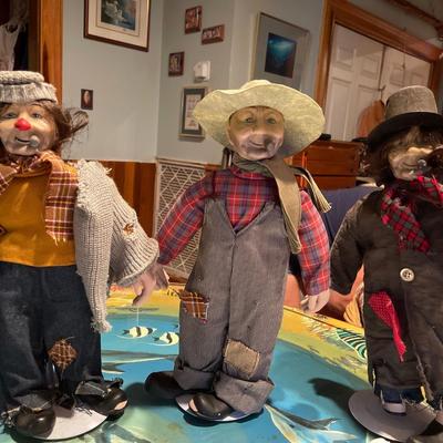 Set of 3 Hobo Junction Porcelain Clown Dolls