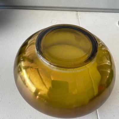 Venetian ribbed glass bowl