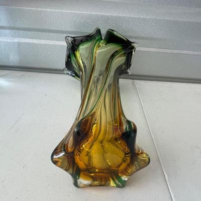 Art glass "twisted body" hand blown vase