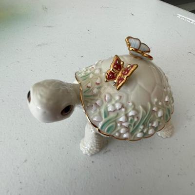 Porcelain turtle with butterflies