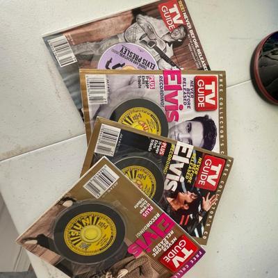 4 Elvis TV guides with Sun records mini 45