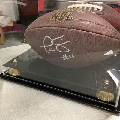Phil Simms #11 NY Giants autographed football and case