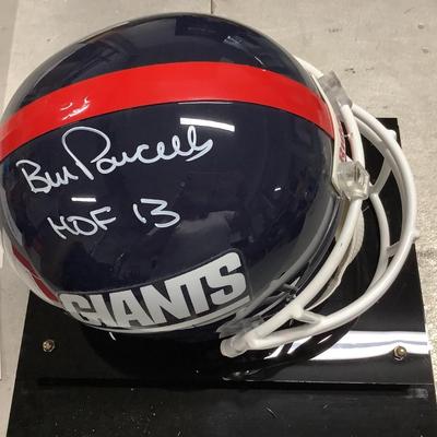 Bill Parcells HOF NY Giants Football Coach autographed helmet in case- with certificate