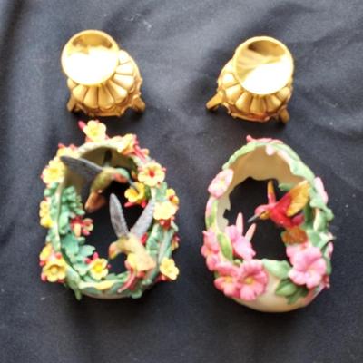 LOT 70 FRANKLIN MINT FABERGE HUMMINGBIRD EGGS WITH AUTHENTICITY