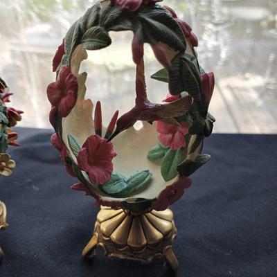 LOT 70 FRANKLIN MINT FABERGE HUMMINGBIRD EGGS WITH AUTHENTICITY