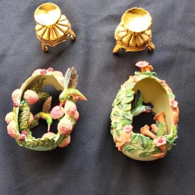LOT 71 FRANKLIN MINT FABERGE HUMMINGBIRD EGGS WITH AUTHENTICITY
