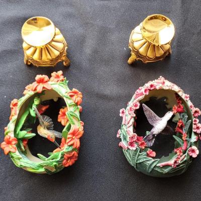 LOT 74FRANKLIN MINT FABERGE HUMMINGBIRD EGGS WITH AUTHENTICITY