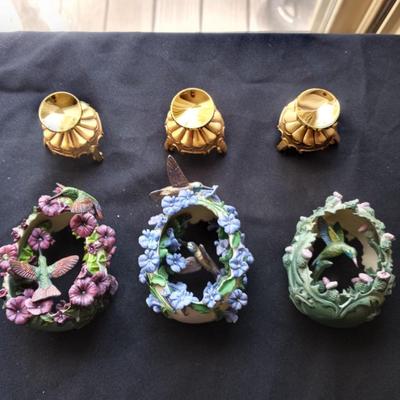LOT 73 FRANKLIN MINT FABERGE HUMMINGBIRD EGGS WITH AUTHENTICITY