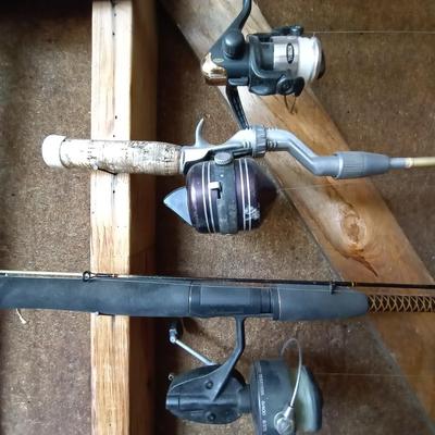 LOT 80 THREE FISHING RODS AND REELS