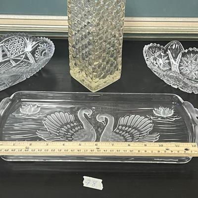 Amazing Crystal Tray Bowls and Vase
