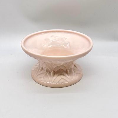 Jeannette ~ Twelve (12) Shell Pink Milk Glasses & One (1) Punch Bowl Pedestal