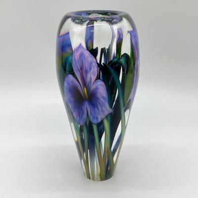 Lotton Studios ~ Jerry Heer, Artist ~ Hand Blown Floral Glass Vase