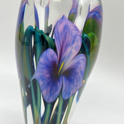 Lotton Studios ~ Jerry Heer, Artist ~ Hand Blown Floral Glass Vase