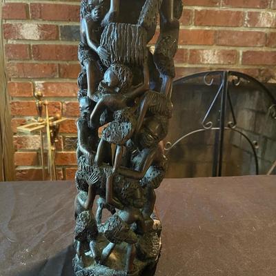 vintage hand curved African ebony tree of life intricate