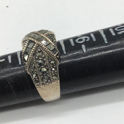 Large Silver 925 Marcasite Ring