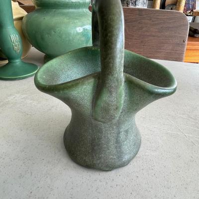 Mat green stoneware basket