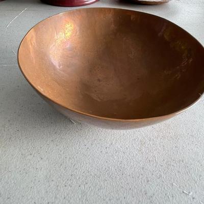 Large antique hammered serving bowl