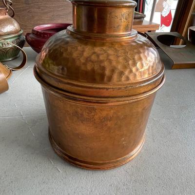 Copper hammered tobacco can